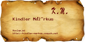 Kindler Márkus névjegykártya